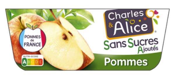 Dessert de pomme sans sucres ajoutés, Charles et Alice (4 x 100 g)