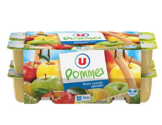 Compote pomme sans sucres ajoutés, U (16 x 100 g)