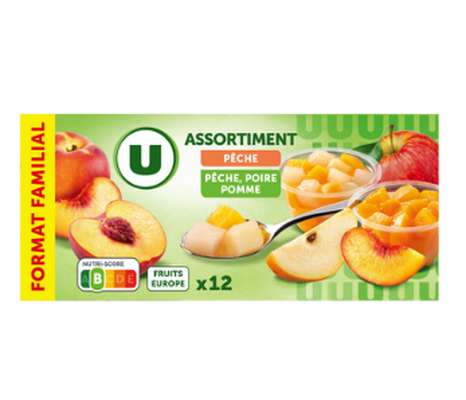 Coupelles pêches et fruits du verger, U (12 x 65 g)