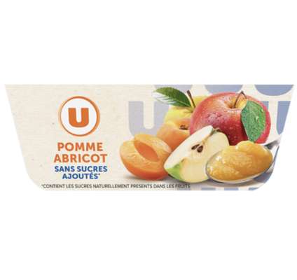 Coupelles de fruits sans sucres, U   (4 x 100 g)