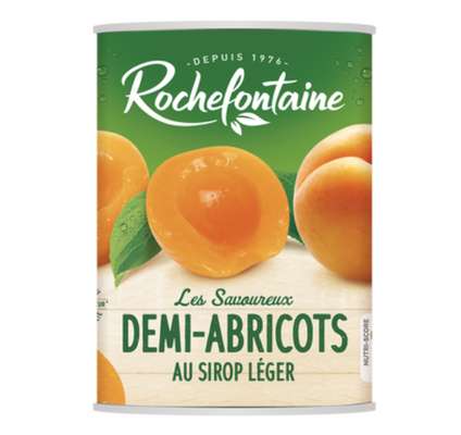Demi abricots au sirop léger, Rochefontaine (480 g)