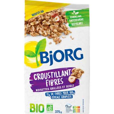 Céréales croustillant fibres BIO, Bjorg (375 g)