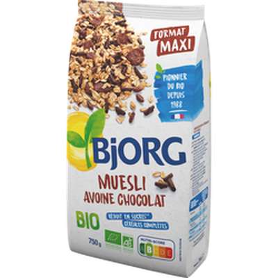 Muesli avoine chocolat BIO, Bjorg (750 g)