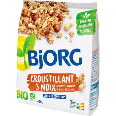 Croustillant aux 3 noix BIO, Bjorg (450 g)