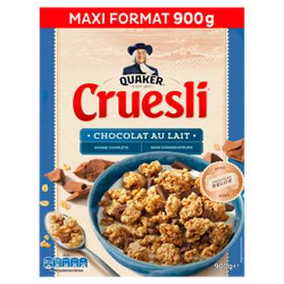 Céréales Cruesli au chocolat au lait maxi format, Quaker (900 g)