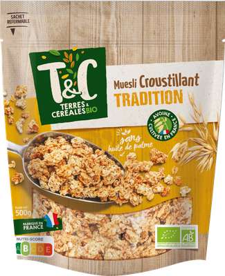 Muesli croustillant tradition BIO, Terre & Céréales (500 g)