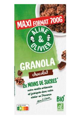 Mélange de flocons d'avoine, de graines et de pépites de chocolat BIO, Aline & Olivier (700 g)