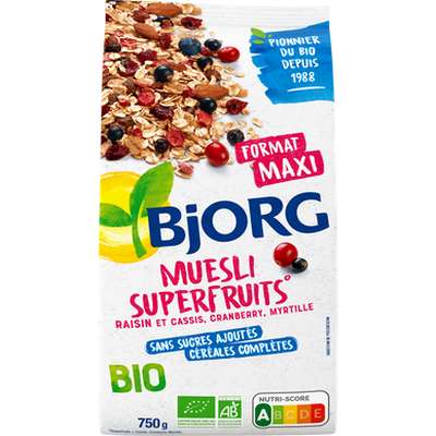 Muesli superfruits format maxi BIO, Bjorg (750 g)