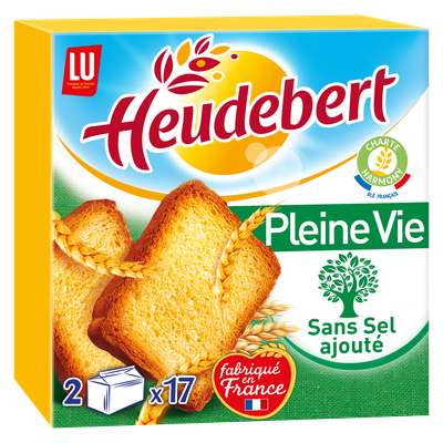 Biscottes Pleine vie sans sel ajouté, Heudebert (2 x 17, 300 g)