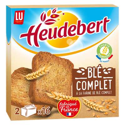Biscotte à la farine de blé complet, Heudebert (2 x 16, 280 g)