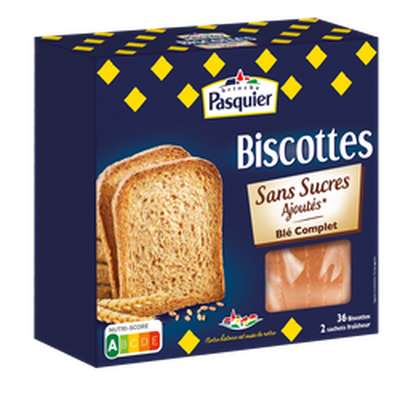 Biscottes au blé complet sans sucre ajouté, Pasquier (300 g)