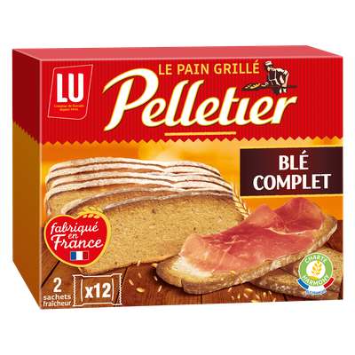 Pain grillé au blé complet, Pelletier (24 tranches, 500 g)