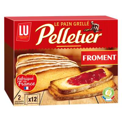 Pain grillé au froment, Pelletier (2 sachets x 11 tranches, 455 g)