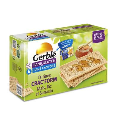 Tartines Crac'form mais riz & sarrasin sans gluten & sans lactose, Gerblé (210 g)