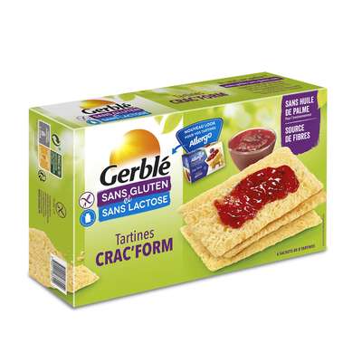 Biscottes sans gluten & lactose, Gerblé (250 g)