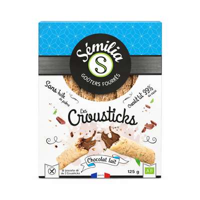 Crousticks chocolat au lait sans gluten BIO, Sémilia (125 g)