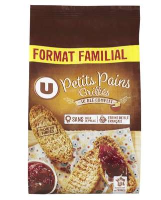 Petits pains grillés au blé complet, U (400 g)