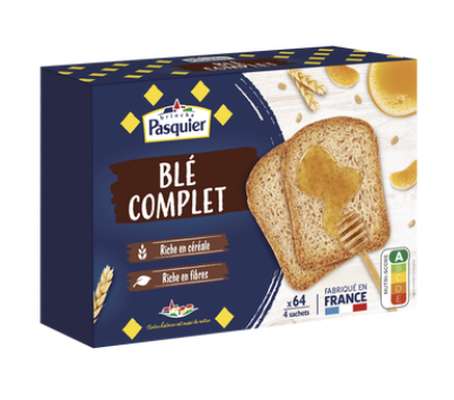 Biscottes au blé complet, Pasquier  (x 64, 550 g)