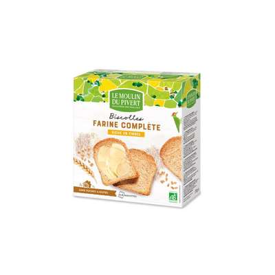 Biscottes complètes à l'huile d'olive BIO, Moulin du Pivert (270 g)