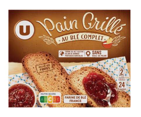 Pain grillé au blé complet, U (500 g)