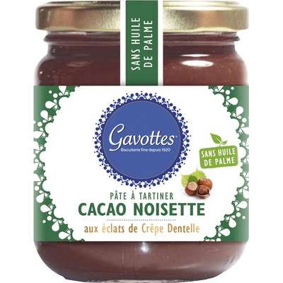 Pâte à tartiner cacao noisettes et éclats de crêpe dentelle, Gavottes (350 g)