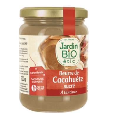 Beurre de cacahuète sucré BIO, Jardin Bio (500 g)