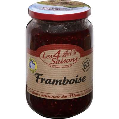 Confiture framboise 65% de fruits, Les 4 saisons (400 g)