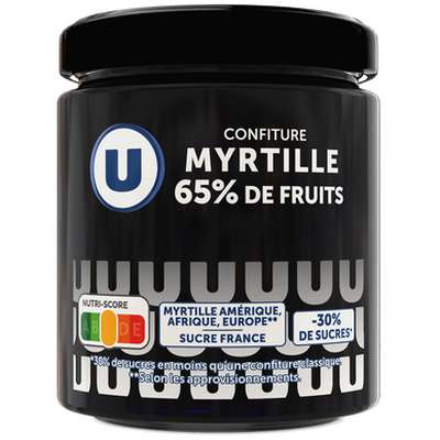 Confiture myrtille 65% de fruits, U (320 g)