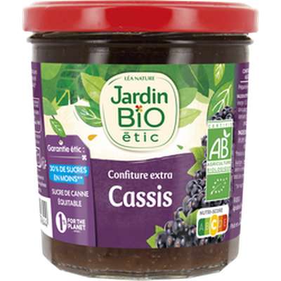 Confiture cassis allégée en sucres BIO, Jardin Bio (320 g)