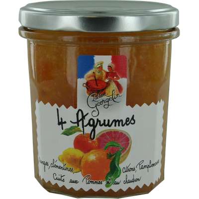 Confiture de 4 agrumes cuits aux pommes et au chaudron, Lucien Georgelin (320 g)