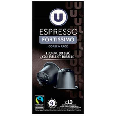 Café capsules espresso fortissimo compatible Nespresso, U (x 10)
