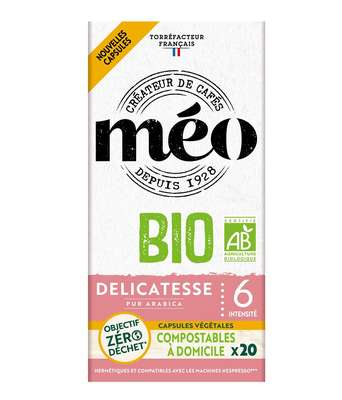 Café capsules Délicatesse compostable à domicile BIO, Méo (x 20)