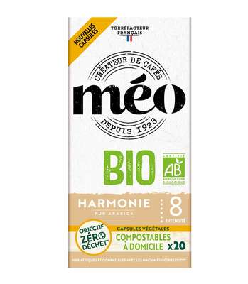 Café capsules Harmonie compostable à domicile BIO, Méo (x 20)