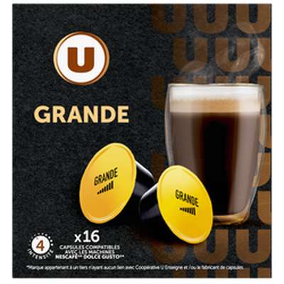 Café capsules Grande compatible Dolce Gusto, U (x 16)