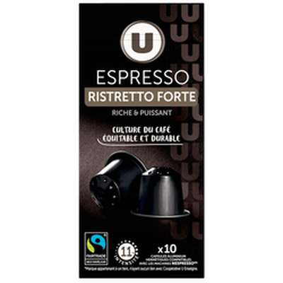 Café capsules espresso ristretto forte compatible Nespresso, U (x 10)
