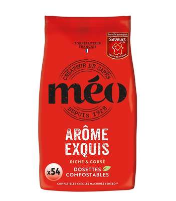 Café dosettes arôme exquis compatible Senseo, Méo (x 54)