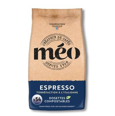Café dosettes expresso classique compatible Senseo, Méo (x 54)