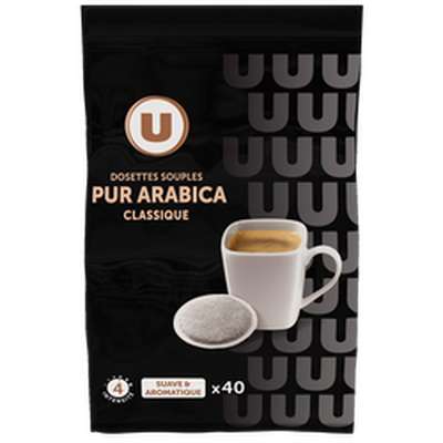 Café dosettes classique pur arabica compatible Senseo, U (x 40)