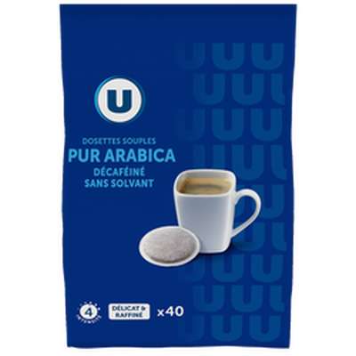 Café dosettes décaféiné compatible Senseo, U (x 40)