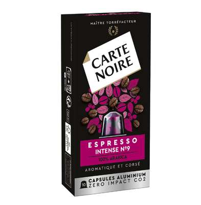 Café espresso intense n°9 capsules, Carte Noire (x10, 55 g)