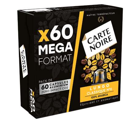 Café lungo classique n°6 capsules, Carte Noire (x 60, 336 g)