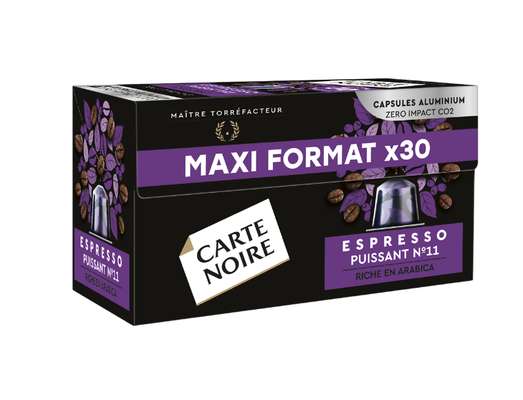Café espresso puissant n°11 capsules, Carte Noire (x 30, 165 g)