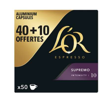 Café capsule Supremo, L'or Espresso (x 40 + 10 OFFERTES)
