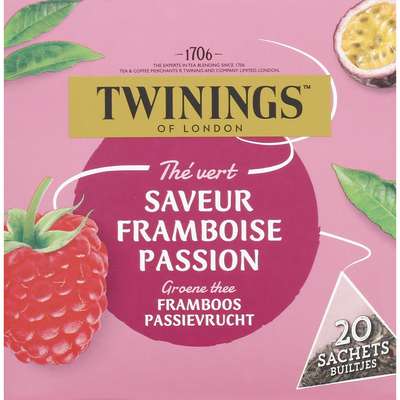 Thé vert framboise passion, Twinings (x 20, 32 g)