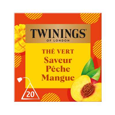 Thé vert pêche mangue, Twinnings (x 20 sachets)