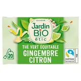 Thé vert gingembre citron bio, Jardin Bio (20 sachets)