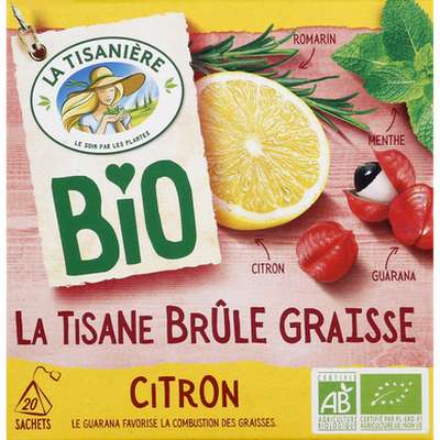 Tisane brûle graisse citron BIO,  La Tisanière (x 20 sachets)