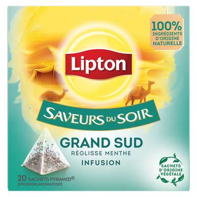Infusion Grand Sud réglisse menthe, Lipton (20 sachets)