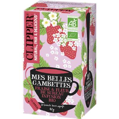 Infusion fraise et fleur de sureau BIO "Mes belles gambettes, Clipper (40 g)