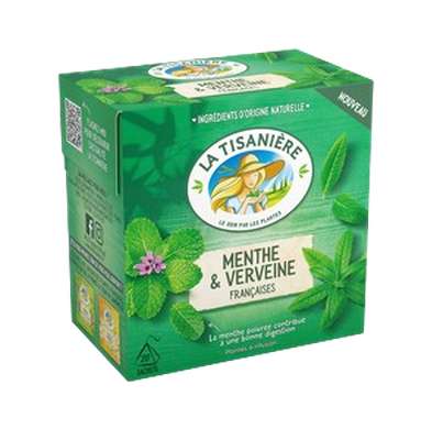 Infusion menthe / verveine Françaises, La Tisanière (x 20 sachets)